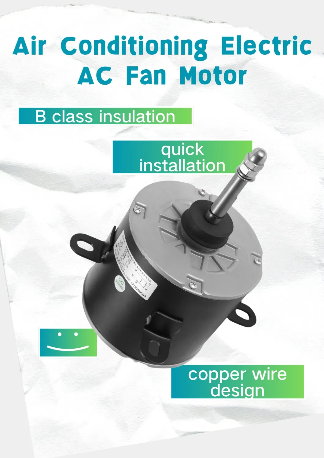 150W 50Hz Air Conditioning Electric AC Fan Motor for Air Energy Heat Pump Units