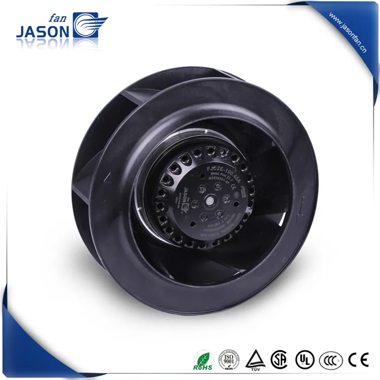 Ventilador centrífugo industrial de baixo ruído curvado para trás de 190 mm (FJC2E